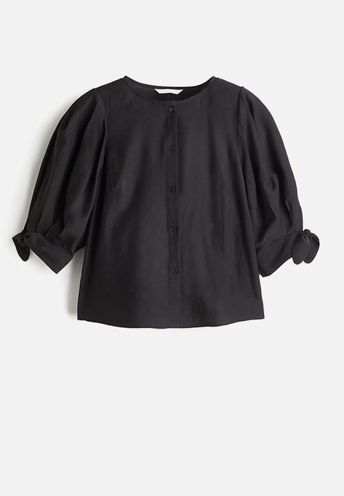 H&M - Puff-sleeved blouse - black