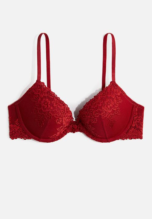 H&M - Lace push-up bra - dark red
