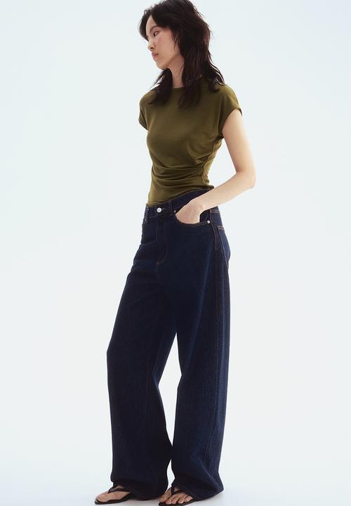 H&M - Cap-sleeved top - dark khaki green