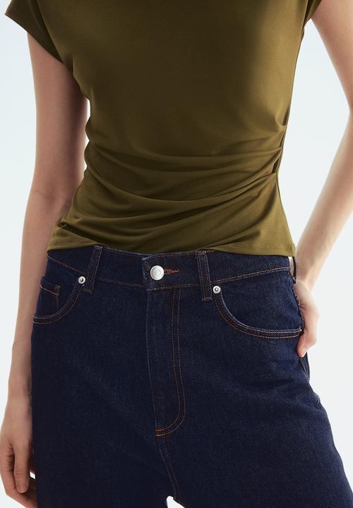 H&M - Cap-sleeved top - dark khaki green