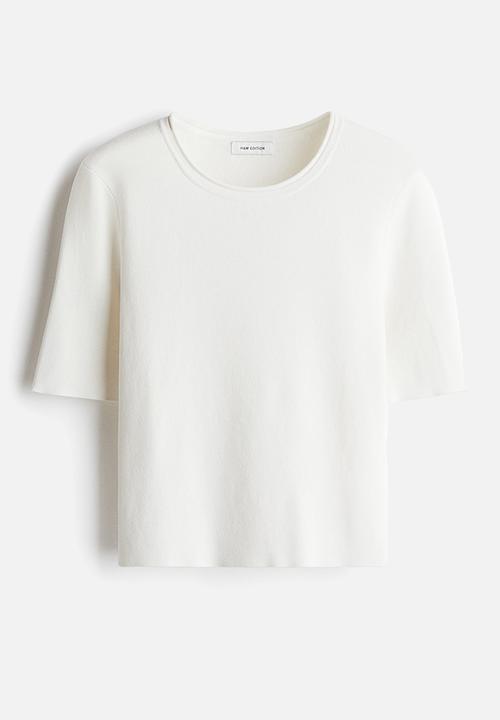 H&M - Fine-knit t-shirt - white