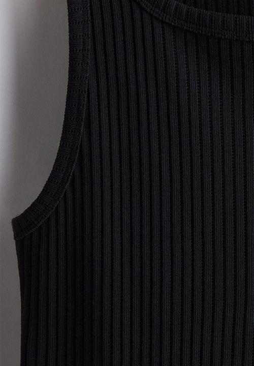 H&M - Slim fit ribbed vest top - black
