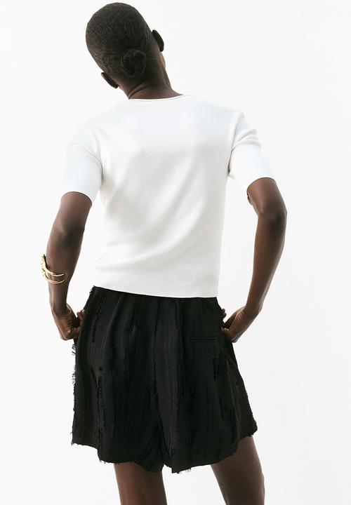 H&M - Fine-knit t-shirt - white