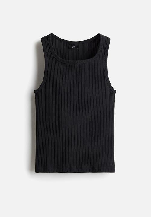 H&M - Slim fit ribbed vest top - black