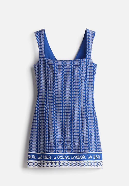 H&M - Bow-back dress -  blue/patterned 