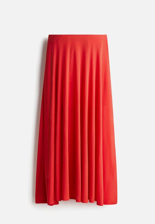 H&M - A-line jersey skirt - red