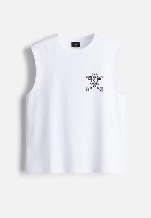 H&M - Loose fit printed vest top - white carbon beach