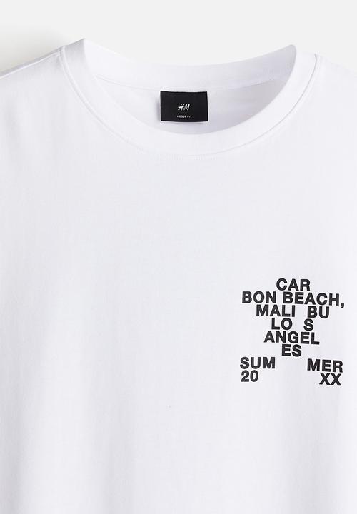 H&M - Loose fit printed vest top - white carbon beach
