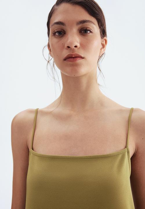 H&M - Long strappy dress -  golden olive
