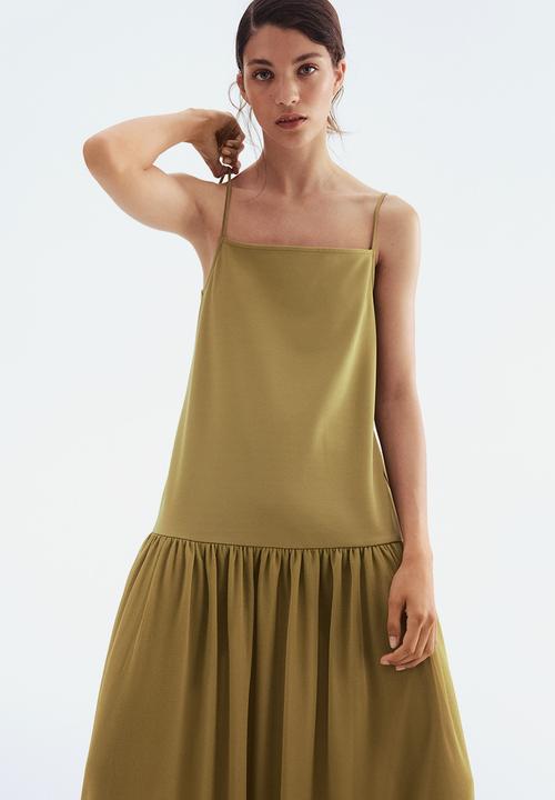 H&M - Long strappy dress -  golden olive