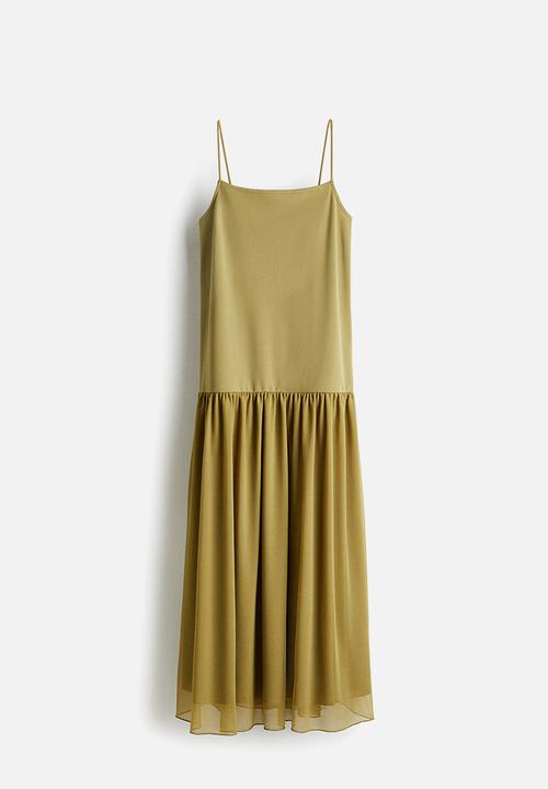 H&M - Long strappy dress -  golden olive