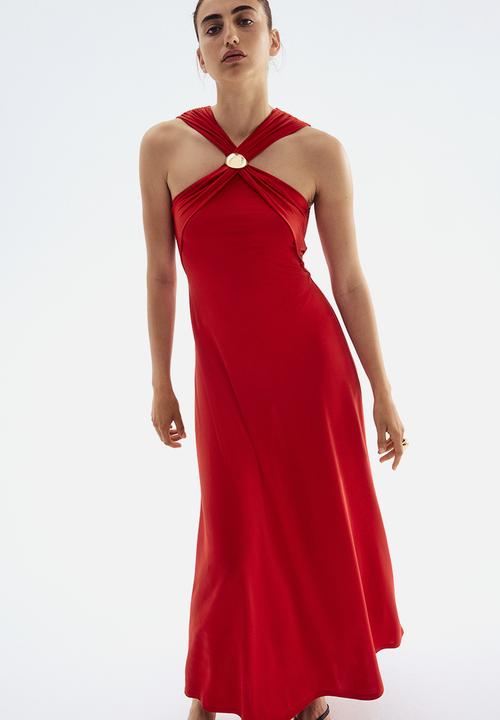 H&M - Long draped dress - red