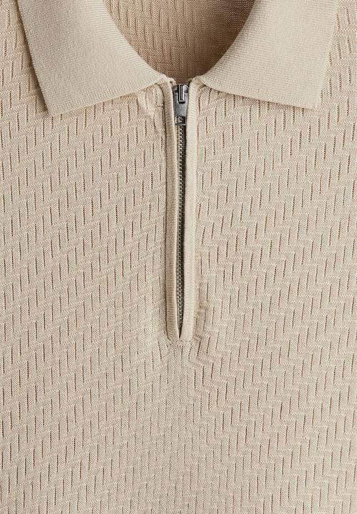 H&M - Slim fit polo shirt - light beige