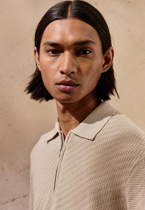 H&M - Slim fit polo shirt - light beige