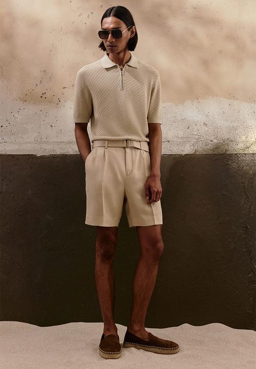 H&M - Slim fit polo shirt - light beige