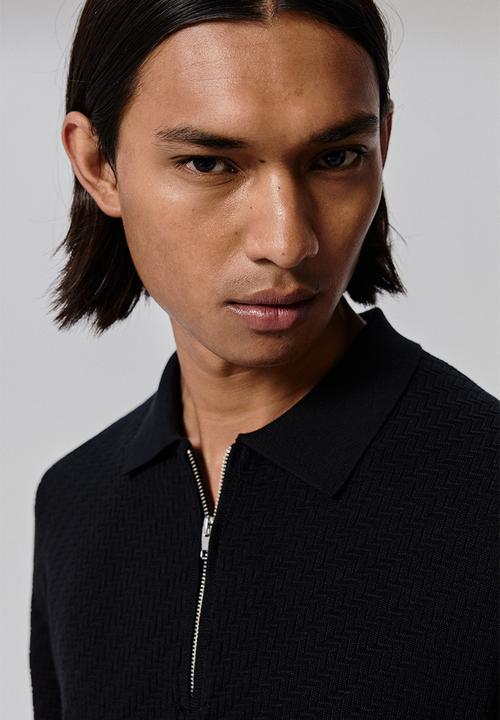 H&M - Slim fit polo shirt - black