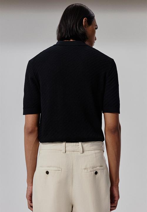 H&M - Slim fit polo shirt - black