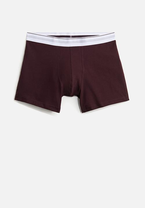 H&M - 3-Pack mid trunks with lycra® - burgundy & white