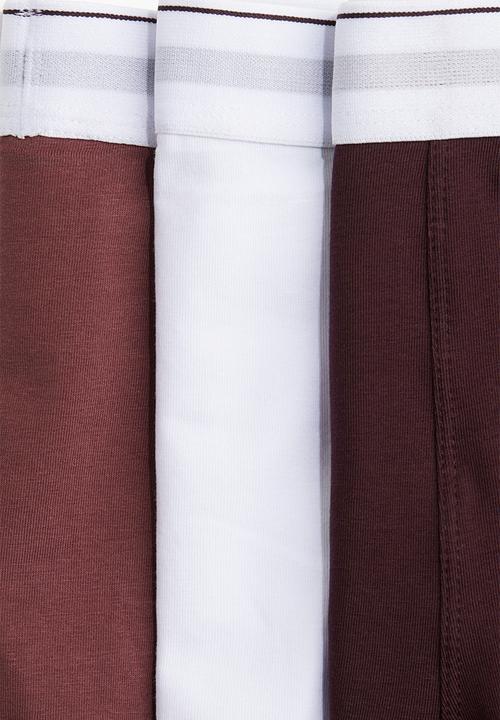 H&M - 3-Pack mid trunks with lycra® - burgundy & white