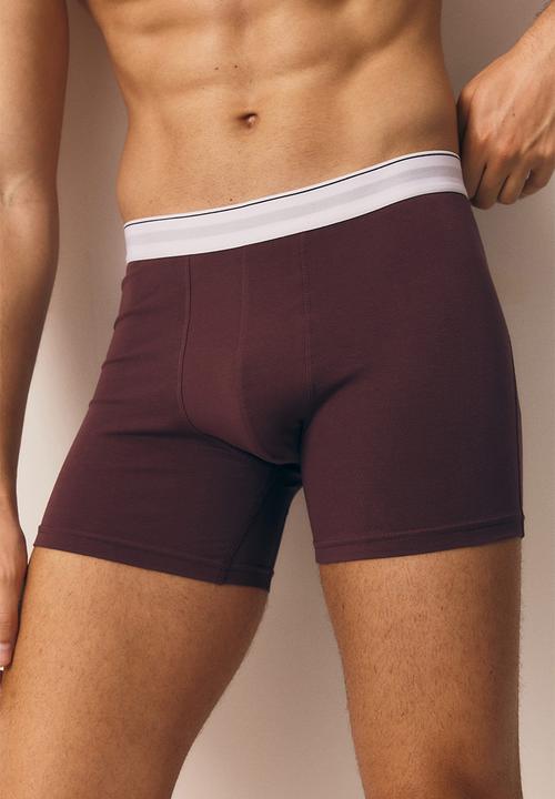 H&M - 3-Pack mid trunks with lycra® - burgundy & white
