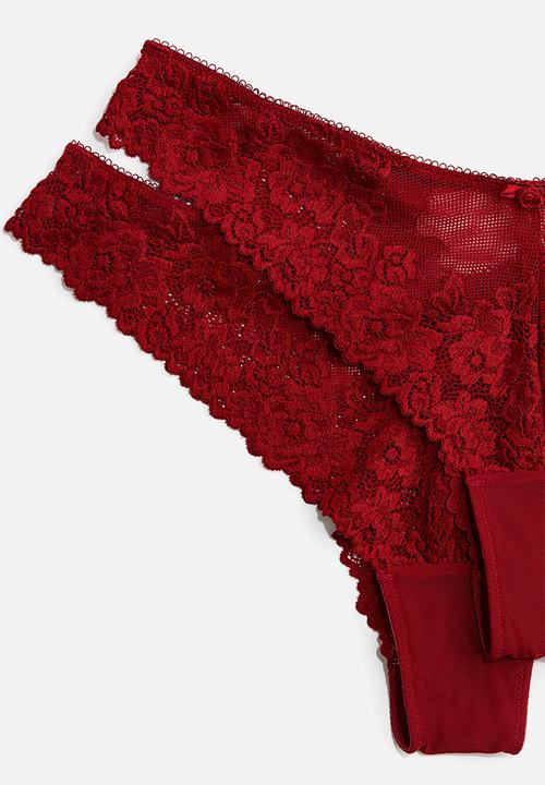 H&M - 2-pack lace brazilian briefs - red