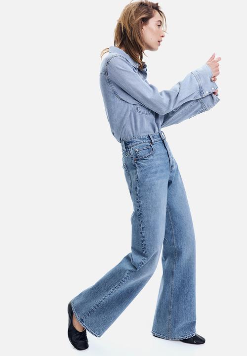H&M - Wide high jeans - light denim blue