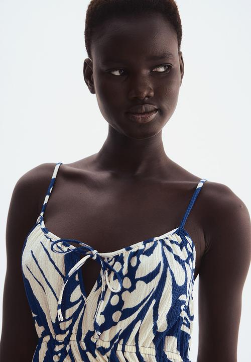 H&M - Crinkled jersey dress - blue,multi