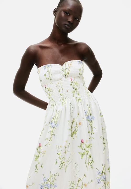 Smock-topped dress - white floral - 1217947010