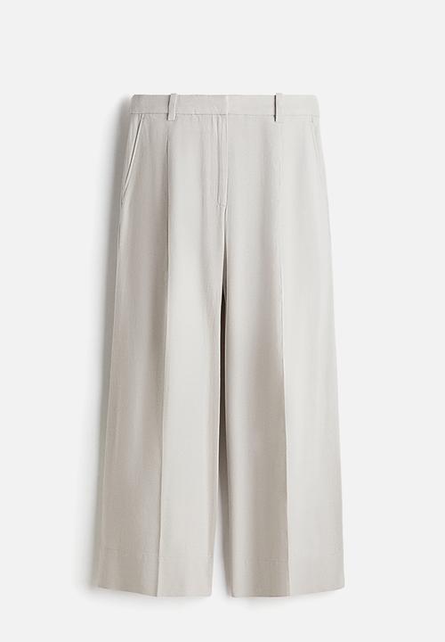 H&M - Wide linen-blend trousers - beige