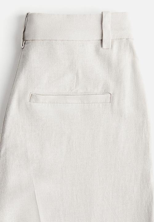 H&M - Wide linen-blend trousers - beige