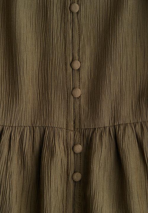H&M - Crinkled tunic dress - dark khaki green