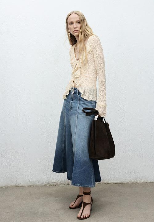 MANGO - Skirt alice - open-blue