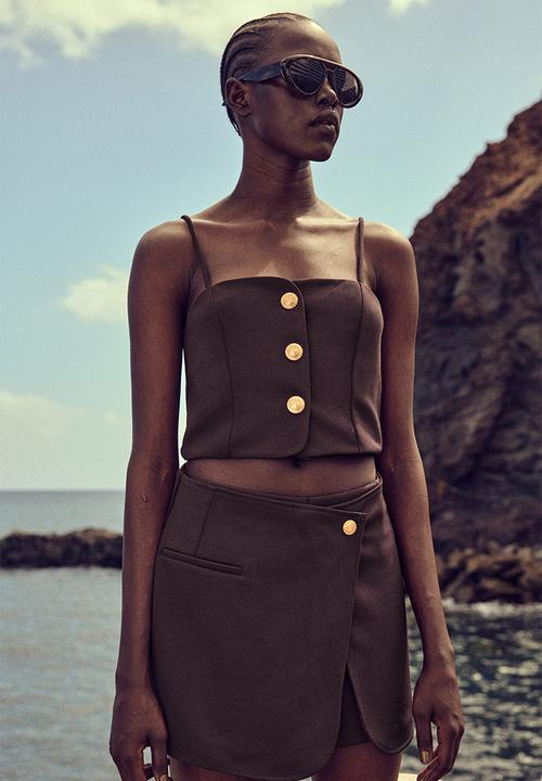 H&M - Interlock skort - dark brown
