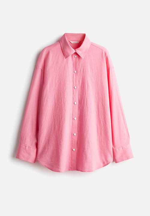 H&M - Oversized linen-blend shirt - pink
