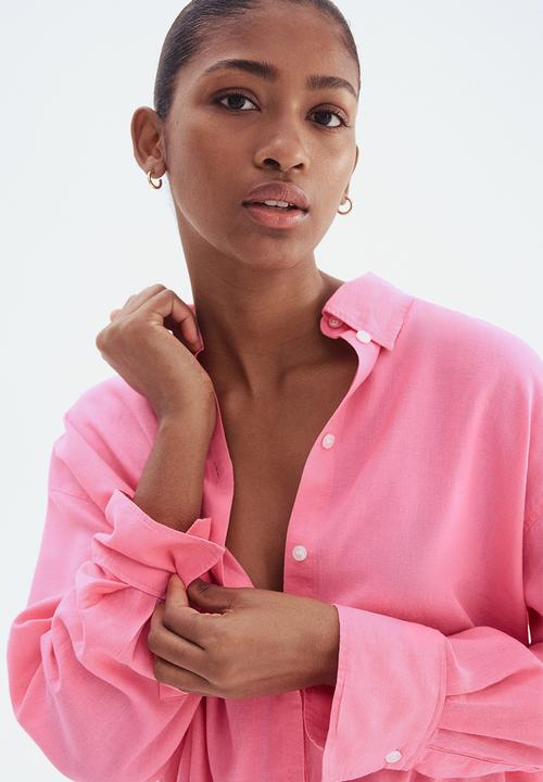 H&M - Oversized linen-blend shirt - pink