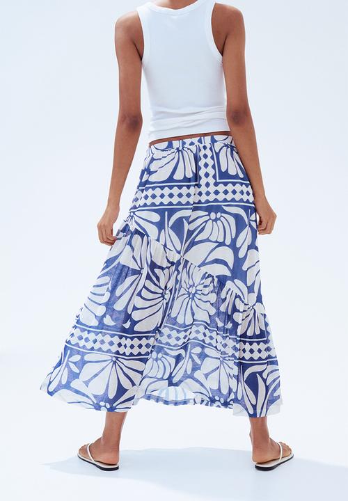 H&M - Sheer-knit skirt - blue,multi