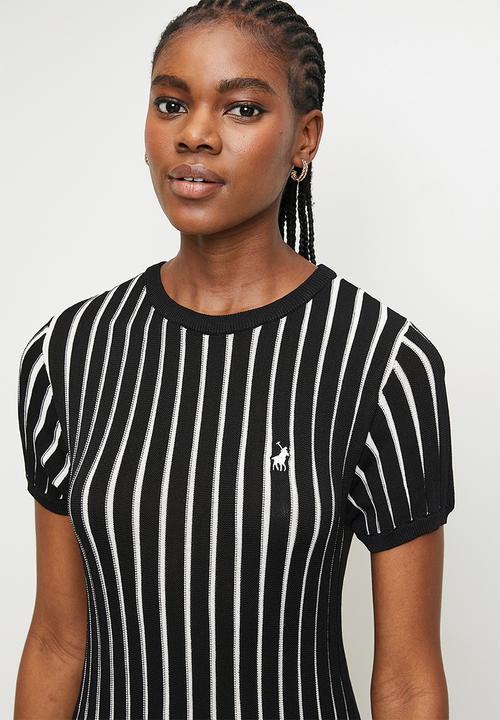 POLO - Blake ss knitted dress - black