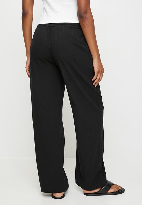 Brave Soul - Ladies Straight Drawcord Linen Trouser - Black