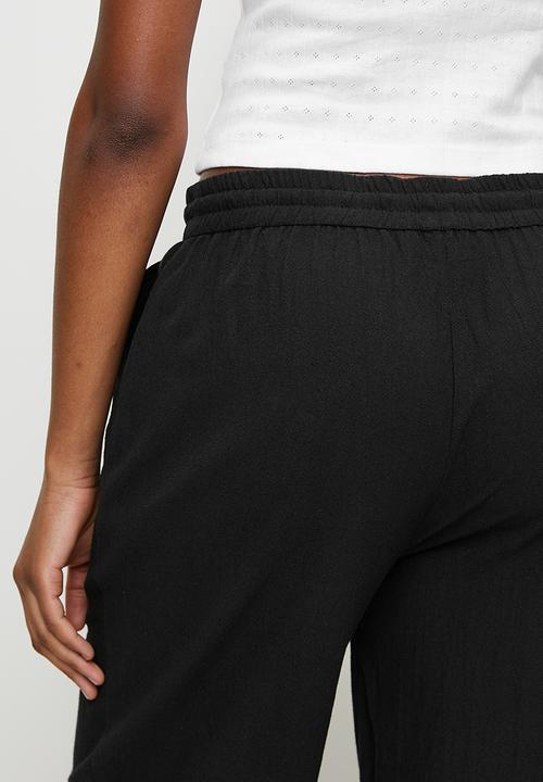 Brave Soul - Ladies Straight Drawcord Linen Trouser - Black