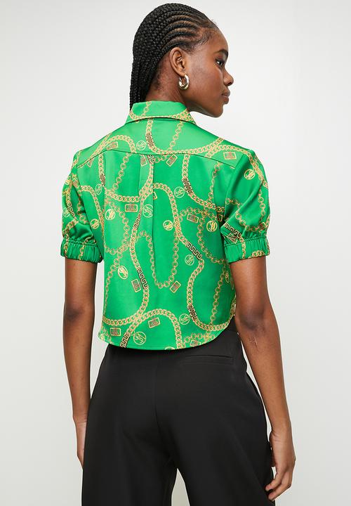 Steve Madden - Ladies zuri cropped short sleeve shirt - green