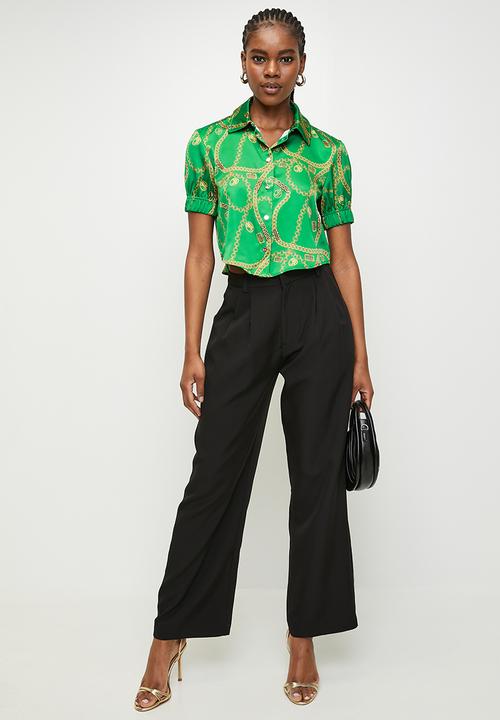 Steve Madden - Ladies zuri cropped short sleeve shirt - green