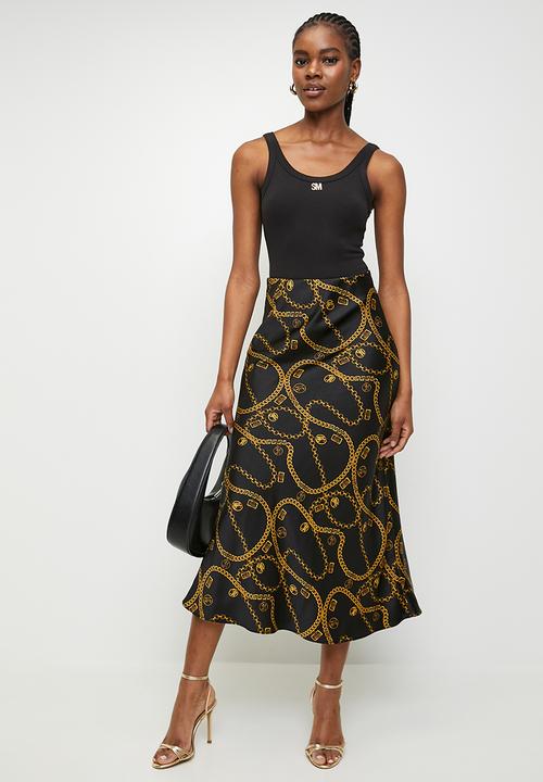 Steve Madden - Ladies asha bias midaxi skirt - black