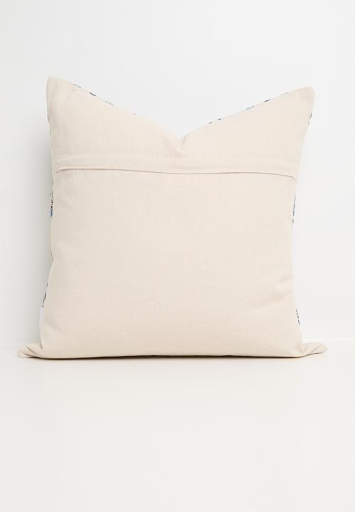 Sixth Floor - Palms embroidered woven cushion cover - blue