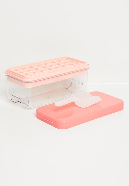 Maisonware - Easy Press Ice Cube Maker Ice box (32 Small Cubes) - Pink