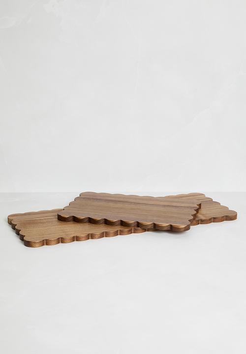 Luigi Bormioli - Home Classix Scalloped Edge Wooden Board 60x24x1.5cm - brown