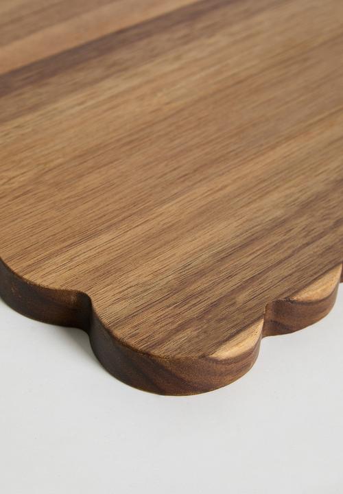Home Classix - Scalloped Edge Wooden Board 36x24x1.5cm - brown