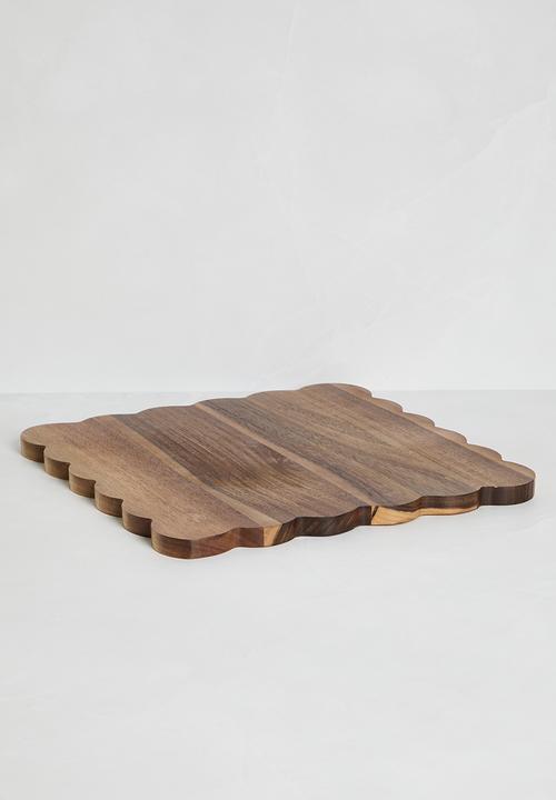 Home Classix - Home Classix Scalloped Edge Wooden Square Board 33x33x1.5cm - brown