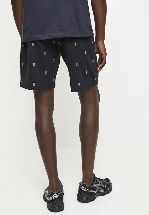 Brave Soul - Pineapple Print Jersey Short - Navy