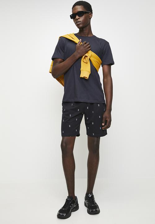 Brave Soul - Pineapple Print Jersey Short - Navy
