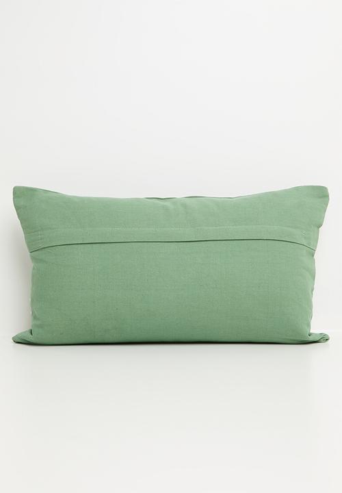 Sixth Floor - Tropica embroidered woven cushion cover - olive